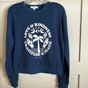 Spiritual Gangster Blue Crewneck Sweater with Graphic Design
